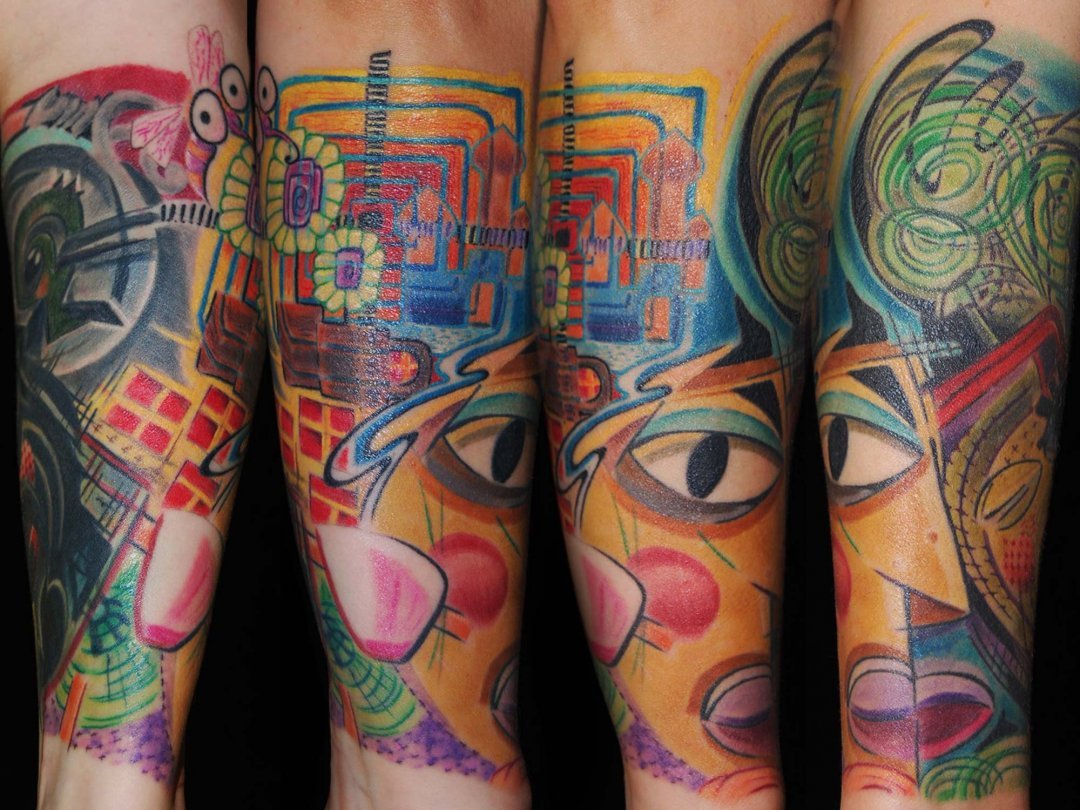 Picasso vs Hundertwasser Tribal-Ghecko Überdeckungs Tattoo