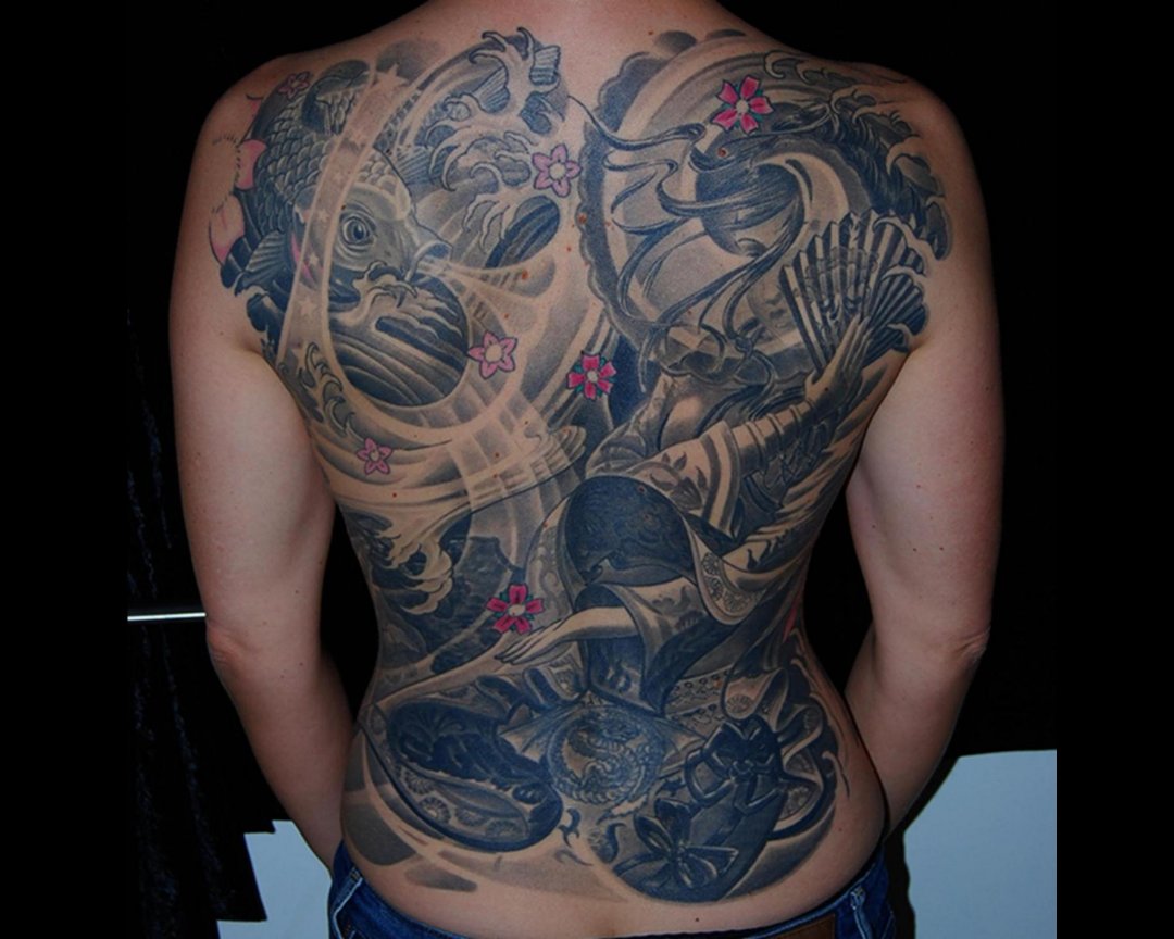 Geisha Rücken Fullback Cover up Tattoo