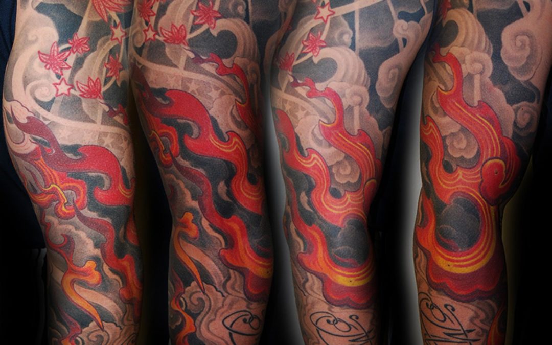 japanisches Flammen Tattoo mit Wolken