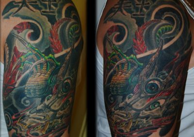Drache Überdeckung Coverup Tattoo