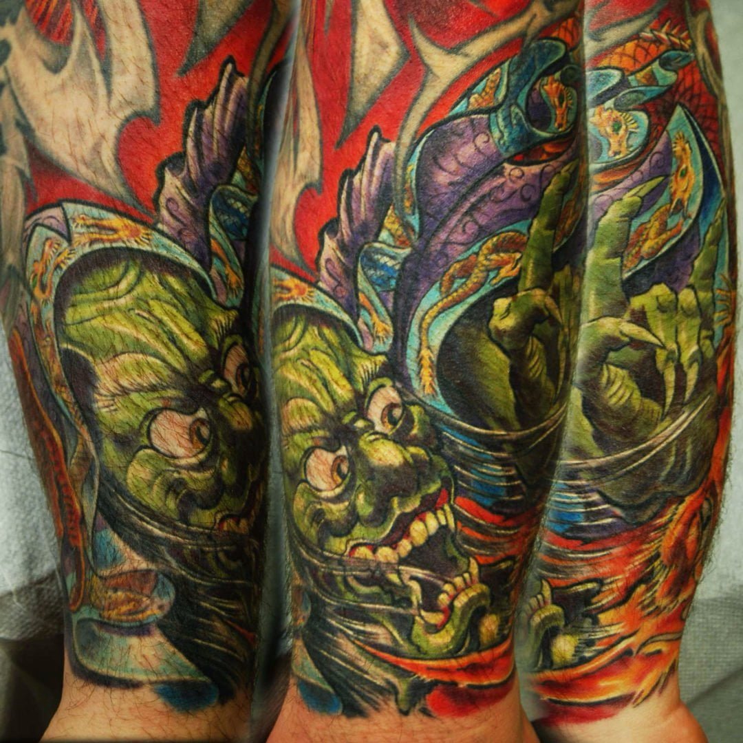 japanischer Oni Dämon Tattoo München