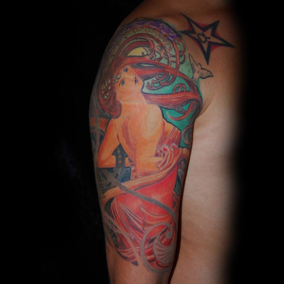 Tribute to Mucha, Jugendstil Tattoo München
