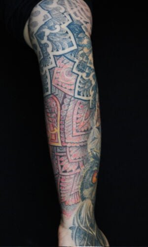 Eule Dotwork Mandala Tattoo Blume des Lebens