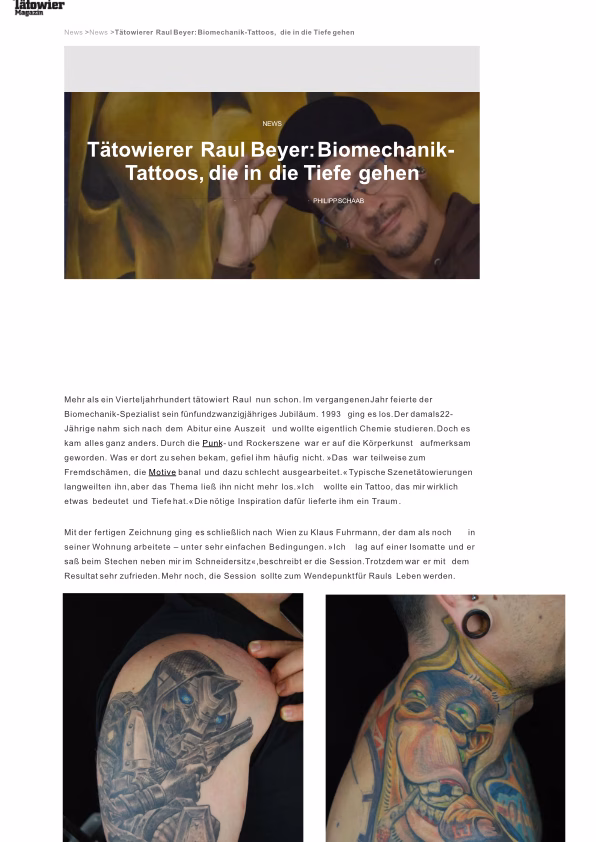 Raul Beyer TätowierMagazin 2020 Bericht Biomechanik Expertise